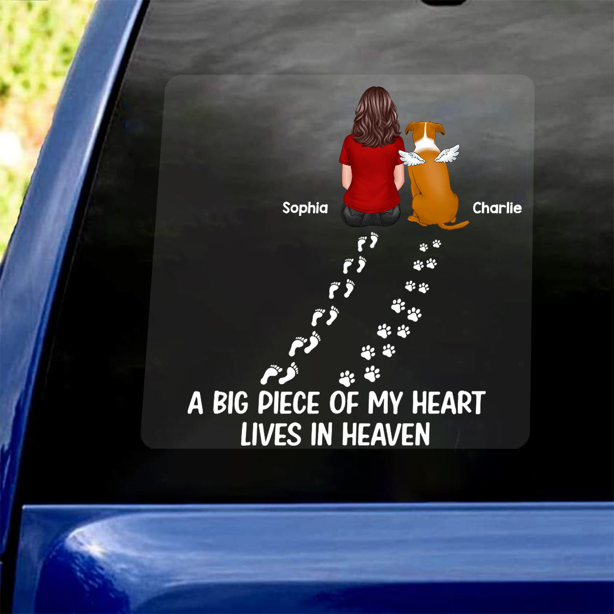 You Left Paw Prints On My Heart Dog Cat Pet Memorial Personalized Decal