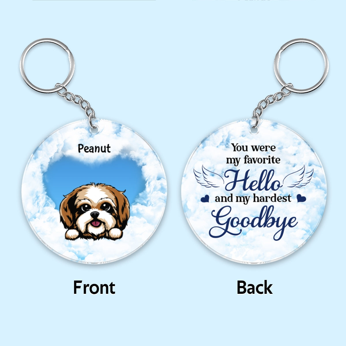 Dog Memorial Sky Remembrance Keepsake Sympathy Gift Personalized Acrylic Keychain