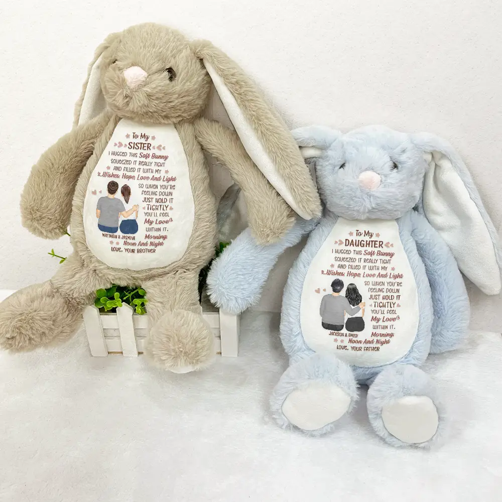 I Filled It With My Wishes Bestie Brother - Personalized Soft Toy Bunny