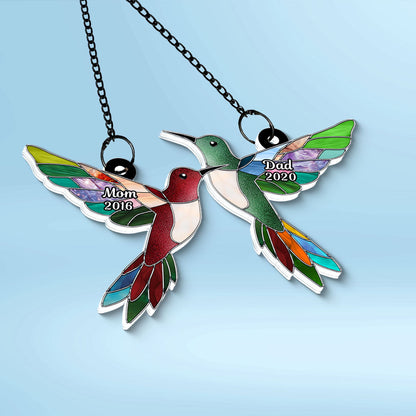 Stained Glass Hummingbirds Memorial Personalized Suncatcher