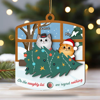 Naughty Cats Fallen Christmas Tree Personalized Countdown Ornament, Christmas Gift For Cat Owners, Cat Lovers