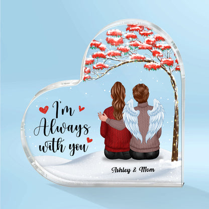 Family Sitting Under Red Tree Memorial Remembrance Gift Personalized Heart Plaque