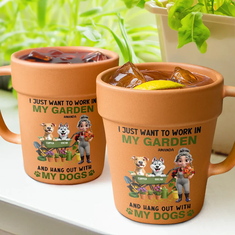 I Just Want To Work In My Garden - Personalized Plant Pot Ceramic Mug