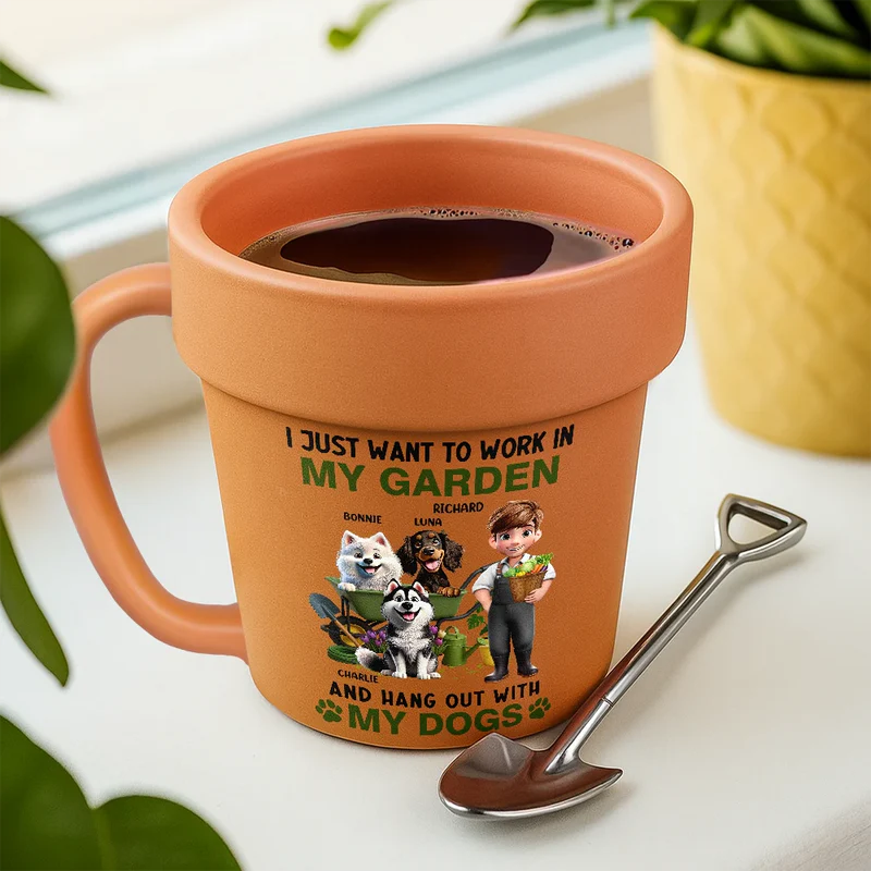 I Just Want To Work In My Garden - Personalized Plant Pot Ceramic Mug