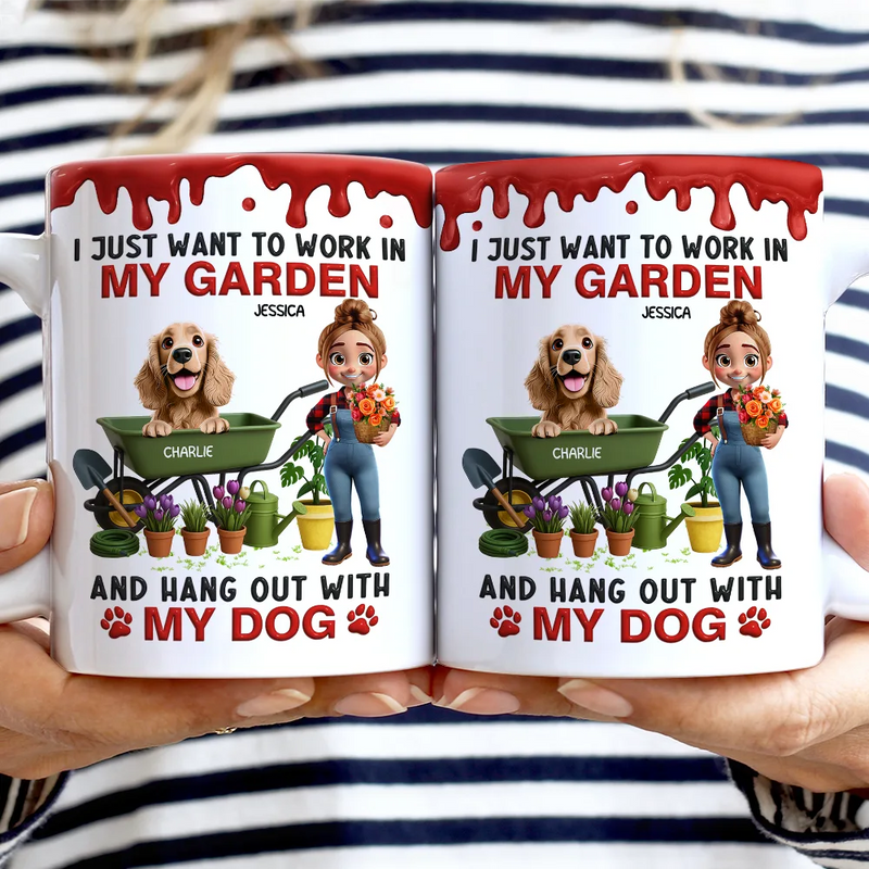 I Just Want To Work In My Garden - Personalized White Edge-to-Edge Mug