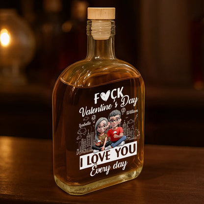I Love You Everyday 3D Effect Couple - Personalized Whiskey Bottle