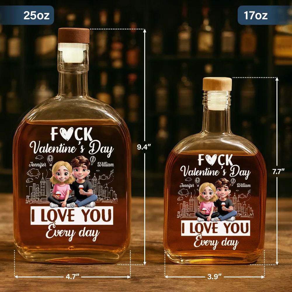 I Love You Everyday 3D Effect Couple - Personalized Whiskey Bottle