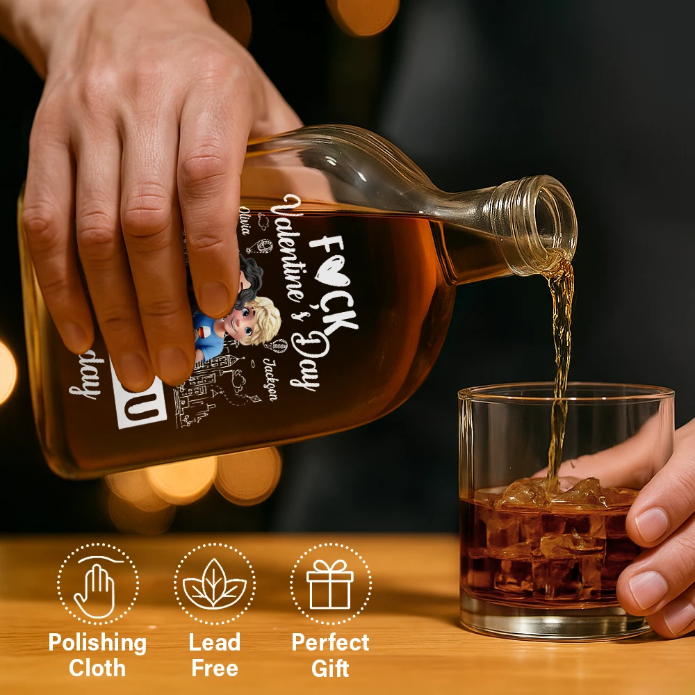 I Love You Everyday 3D Effect Couple - Personalized Whiskey Bottle