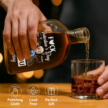 I Love You Everyday 3D Effect Couple - Personalized Whiskey Bottle