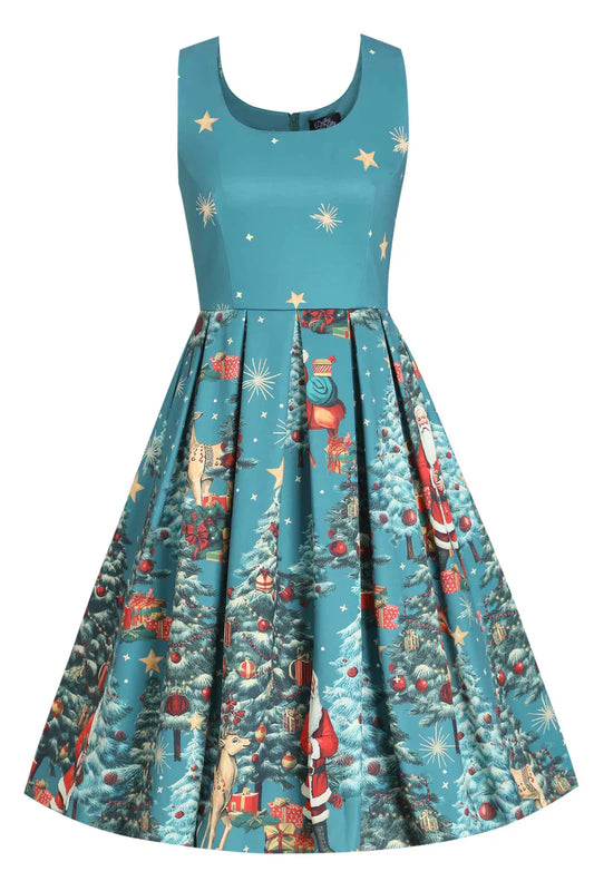 Amanda Christmas Santa Dress in Dark Cyan - Preorder for dispatch 9th November