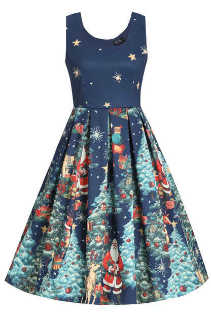 Amanda Christmas Santa Dress in Blue - Preorder for dispatch 8th November