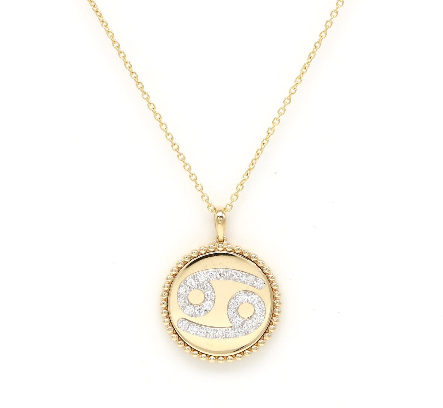 14K Yellow Gold & Diamond Cancer Zodiac Medallion