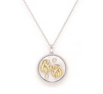 14K Two-toned Gold & Diamond Gemini Horoscope Medallion