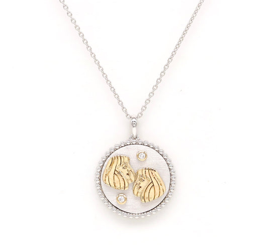 14K Two-toned Gold & Diamond Gemini Horoscope Medallion