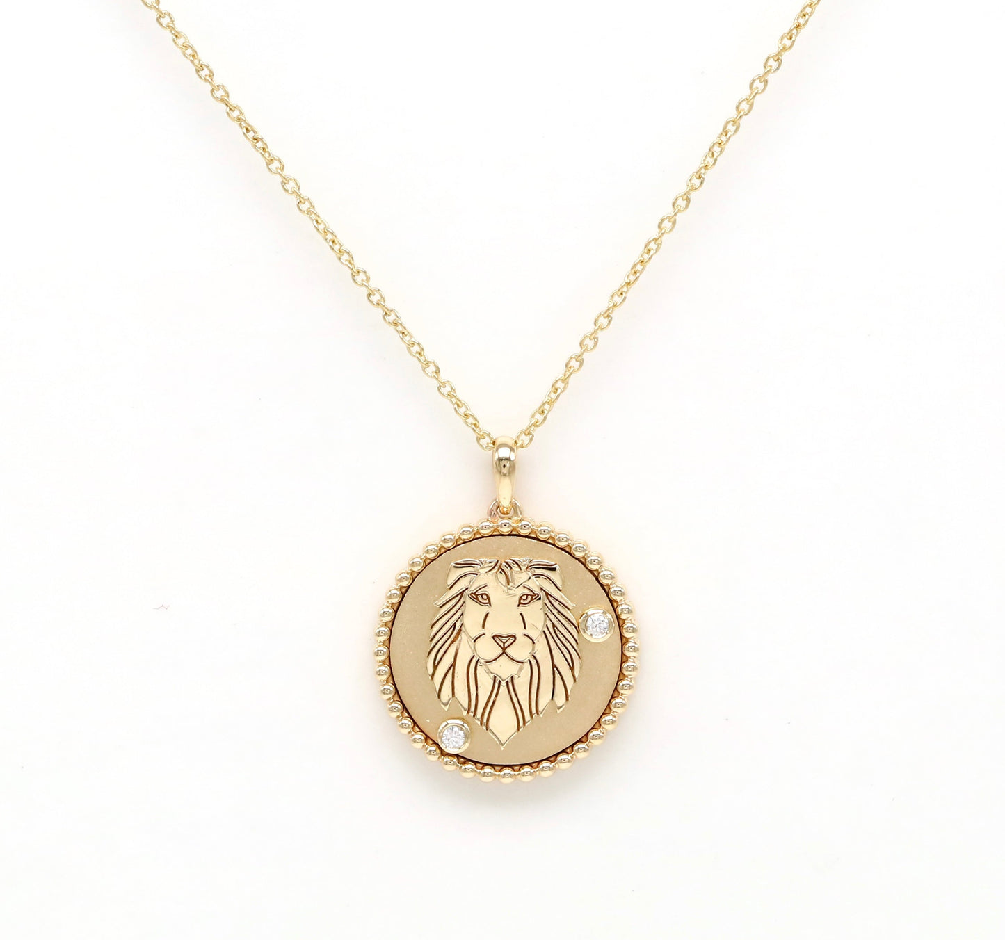 14K Gold & Diamond Leo Horoscope Medallion