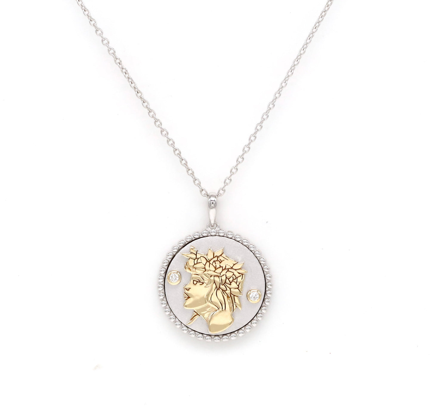 14K Two-toned Gold & Diamond Virgo Horoscope Medallion