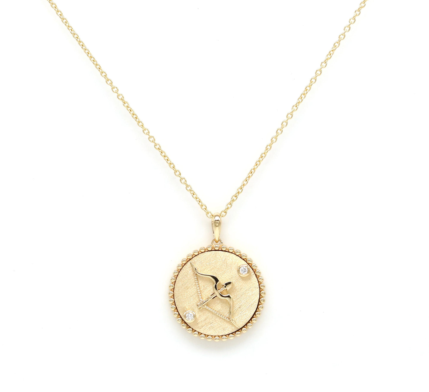 14K Gold & Diamond Sagittarius Horoscope Medallion