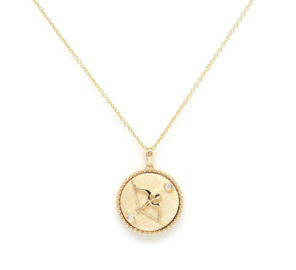 14K Gold & Diamond Sagittarius Horoscope Medallion