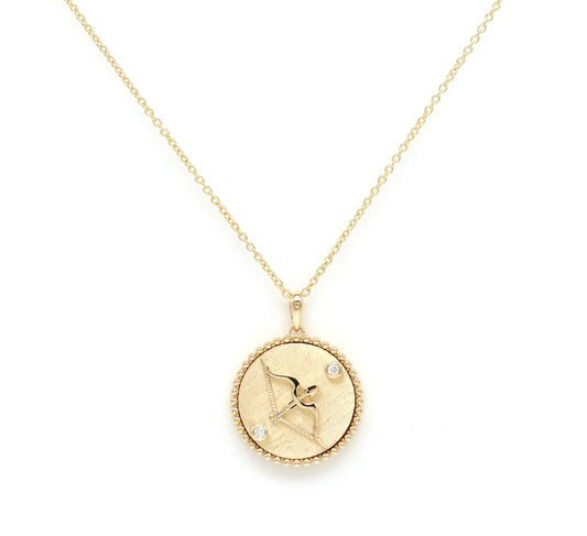 14K Gold & Diamond Sagittarius Horoscope Medallion