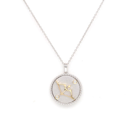 14K Two-toned Gold & Diamond Sagittarius Horoscope Medallion