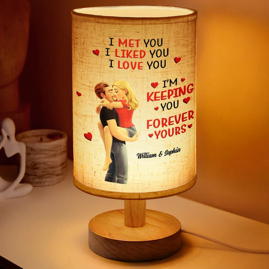 I Met You Liked You Loved You Forever Kissing Couple - Personalized Fabric Lamp