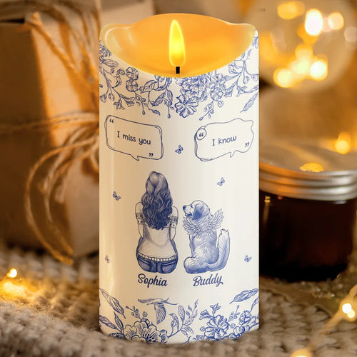 I Miss You Memorial Dog Cat Toile - Personalized Flameless LED Candle