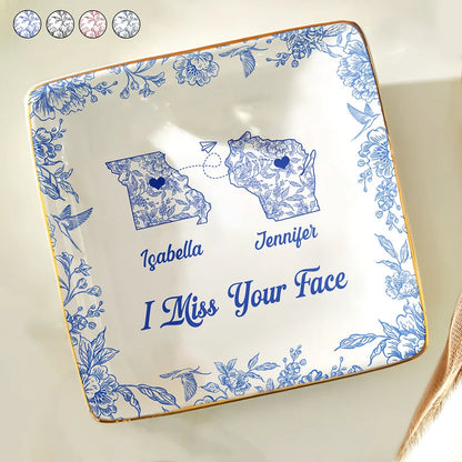 I Miss Your Face Toile Pattern - Personalized Ring Dish