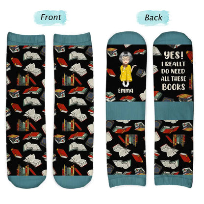 I Really Do Need All These Books - Personalized Socks