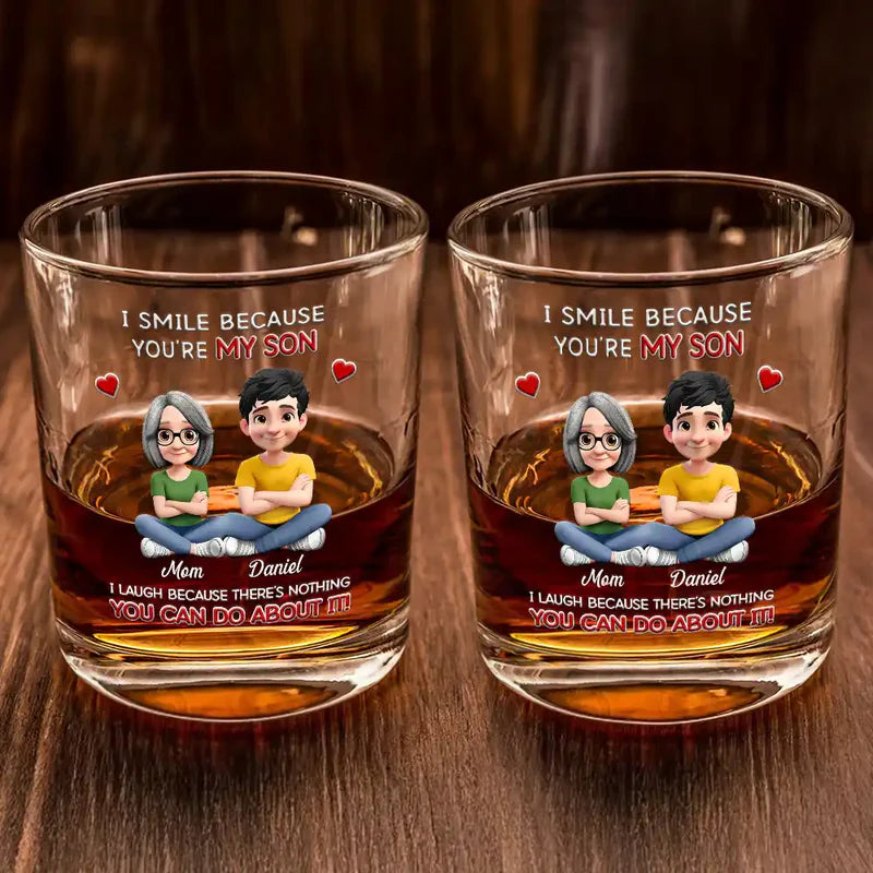 I Smile Because You Are My Son Daughter - Personalized Whiskey Glass