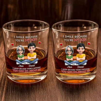 I Smile Because You Are My Son Daughter - Personalized Whiskey Glass
