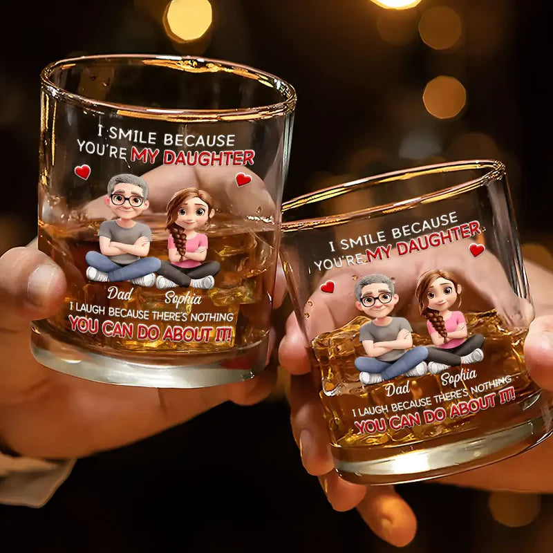 I Smile Because You Are My Son Daughter - Personalized Whiskey Glass