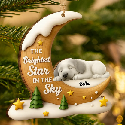 The Brightest Star In The Sky Dog Memorial - Personalized Custom Shaped Wooden Ornament