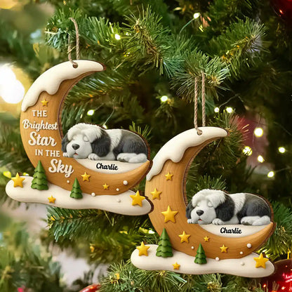 The Brightest Star In The Sky Dog Memorial - Personalized Custom Shaped Wooden Ornament