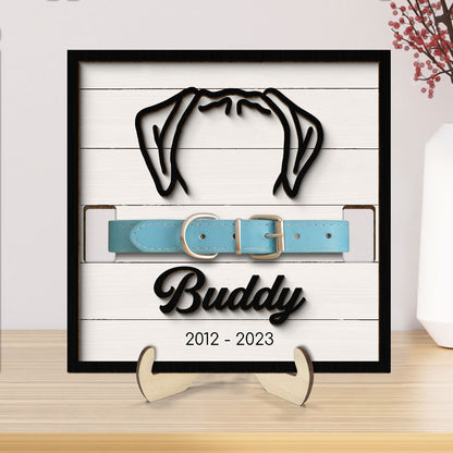 Pet Loss Dog Head Outline Memorial Remembrance Gift Pet Collar Keepsake Personalized Wooden Pet Collar Holder