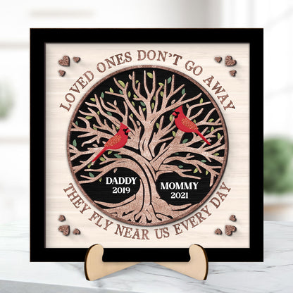 Memorial Cardinals Glitter Tree Personalized 2-layer Wooden Plaque