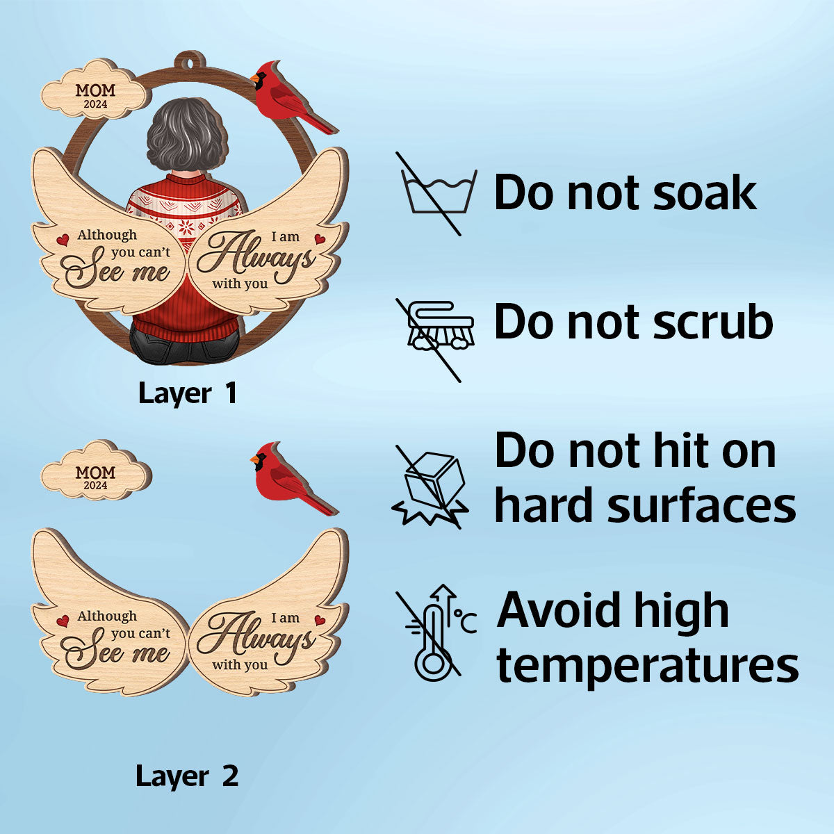 Message From Lost Loved One Memorial Keepsake Personalized 2-Layer Wooden Ornament