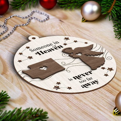 Someone In Heaven Is Never Too Far Away Memorial Keepsake Personalized 2-Layer Wooden Ornament