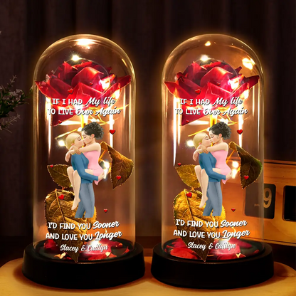 I'd Find You Sooner And Love You Longer - Personalized Everlasting Rose Dome Lamp