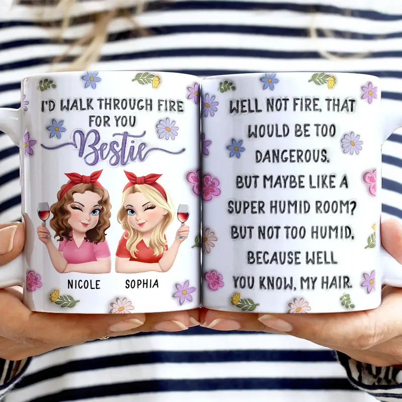 I'd Walk Through Fire For You Mom - Personalized White Edge-to-Edge Mug