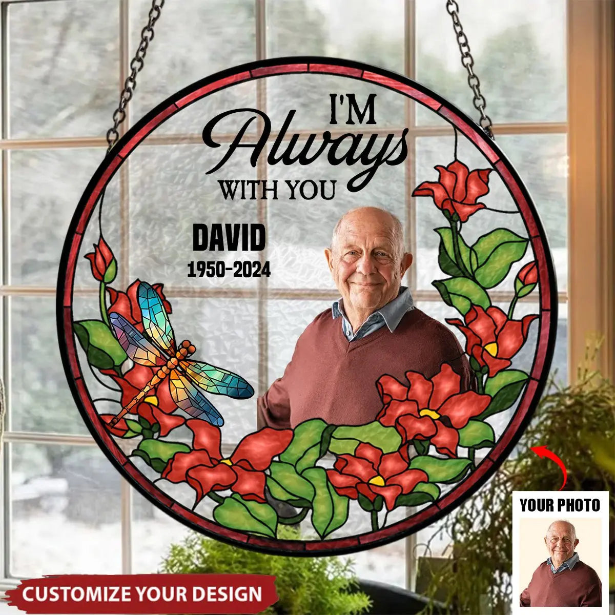 I'm Always With You - Personalized Stained Glass Window Ornament Hanging Suncatcher Ornament The Next Custom Gift