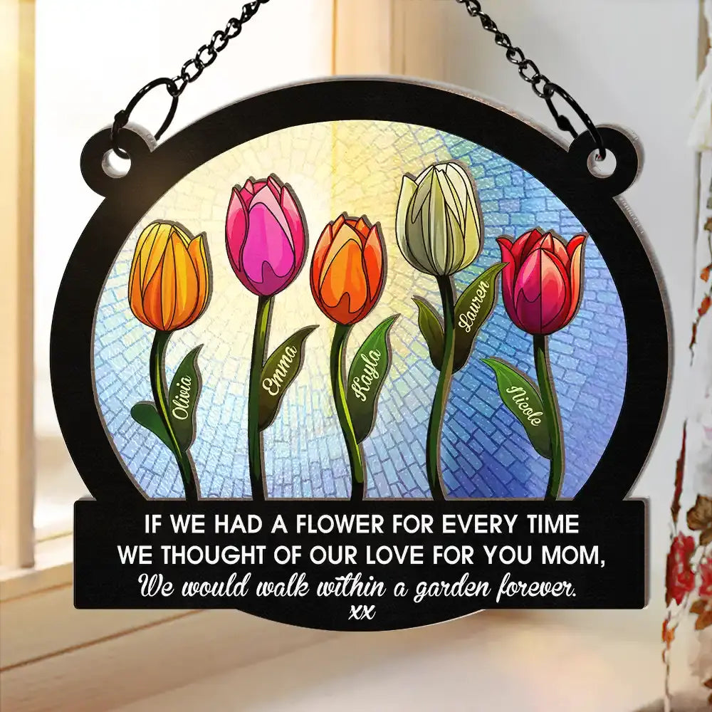 If We Had A Flower Mom Grandma - Personalized Window Hanging Suncatcher Ornament Hanging Suncatcher Ornament The Next Custom Gift