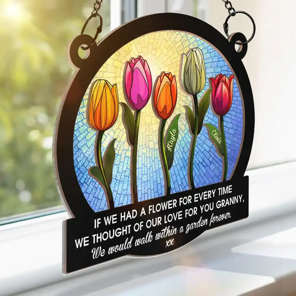 If We Had A Flower Mom Grandma - Personalized Window Hanging Suncatcher Ornament Hanging Suncatcher Ornament The Next Custom Gift