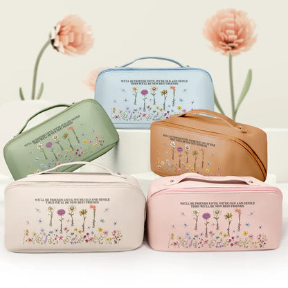 If Besties Sisters Were Flowers I'd Pick You - Personalized Leather Makeup Bag