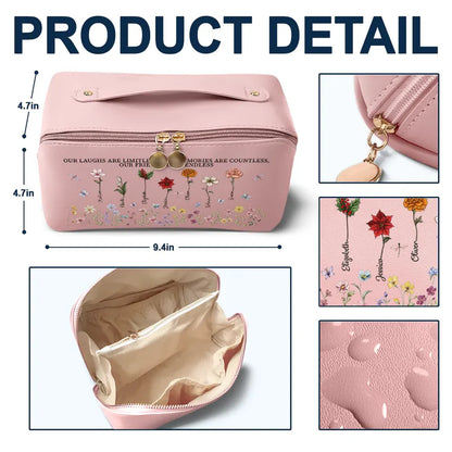 If Besties Sisters Were Flowers I'd Pick You - Personalized Leather Makeup Bag