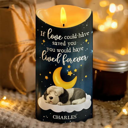 If Love Could Have Saved You Memorial Dog Sleeping - Personalized Flameless LED Candle