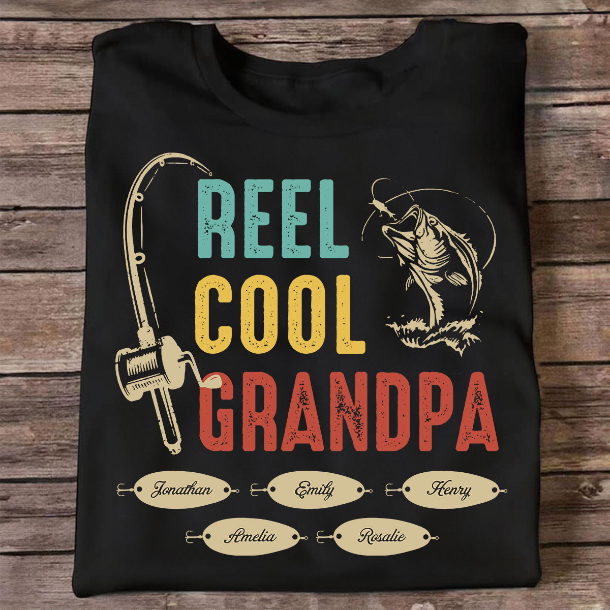Reel Cool Grandpa Papa Fishing Camouflage Personalized Shirt, Unique 2025 Father's Day Birthday Gift For Grandpa, Dad, Husband