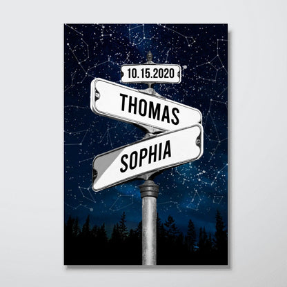 Couple Constellation Custom Star Map Street Sign Personalized Poster, Perfect Home Decor, Engagement Gift Wedding Gift Anniversary Gift For Couple