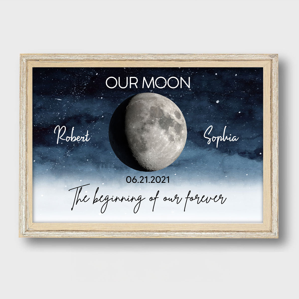 Starry Night Love Story Couple Custom Moon Phase Anniversary Date Personalized Poster, Anniversary Gift, Wedding Gift For Couple