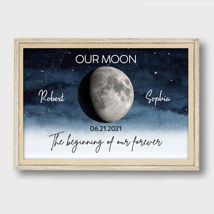 Starry Night Love Story Couple Custom Moon Phase Anniversary Date Personalized Poster, Anniversary Gift, Wedding Gift For Couple