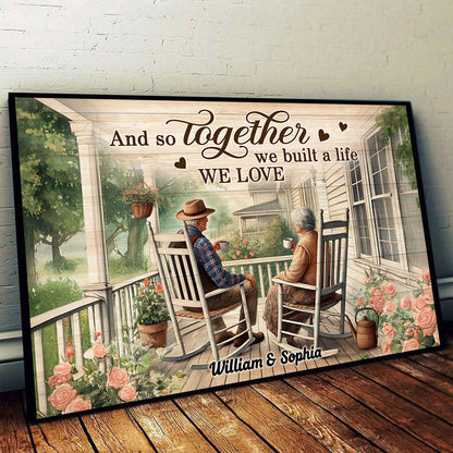 Old Couple Sitting Together On The Porch Personalized Poster, Heartfelt Valentine's Day Gift For Him, For Her, Husband, Wife